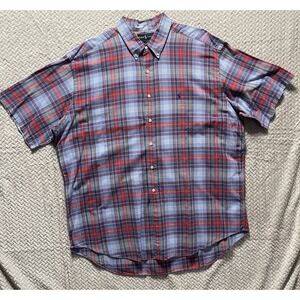 Ralph Lauren Blake XXL Short Sleeve Plaid Shirt Red Blue Green Preppy